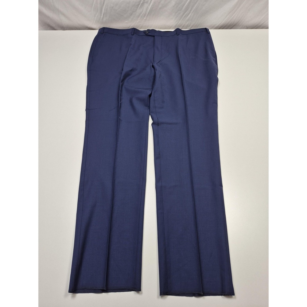Giles & Jasper Pants Mens 45x30 Blue Wool Stretch Flat Front Straight